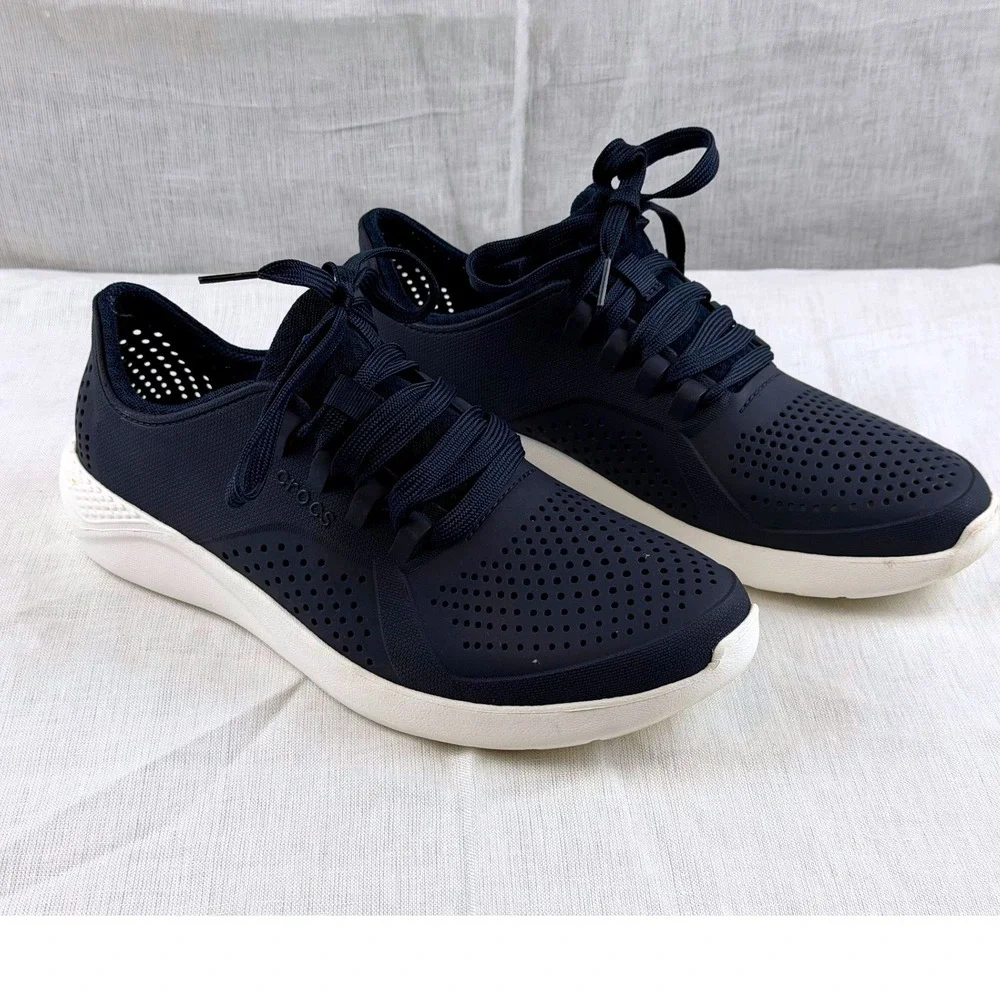 Crocs LiteRide Pacer Mens Size 10 Navy Blue Lace Up Sneakers 204967 Lightweight